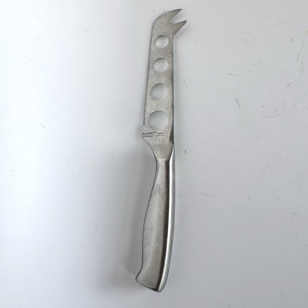 BergHOFF Kasemesser Cheese Knife Serrated 4.5" Blade Forked Tip Silver Color